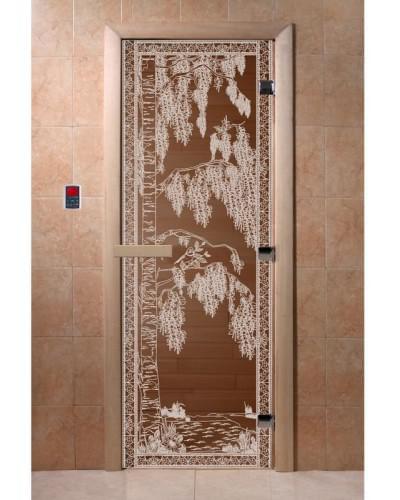 Дверь из стекла  Березка  бронза мат.8мм 1,9х0,7м  34013