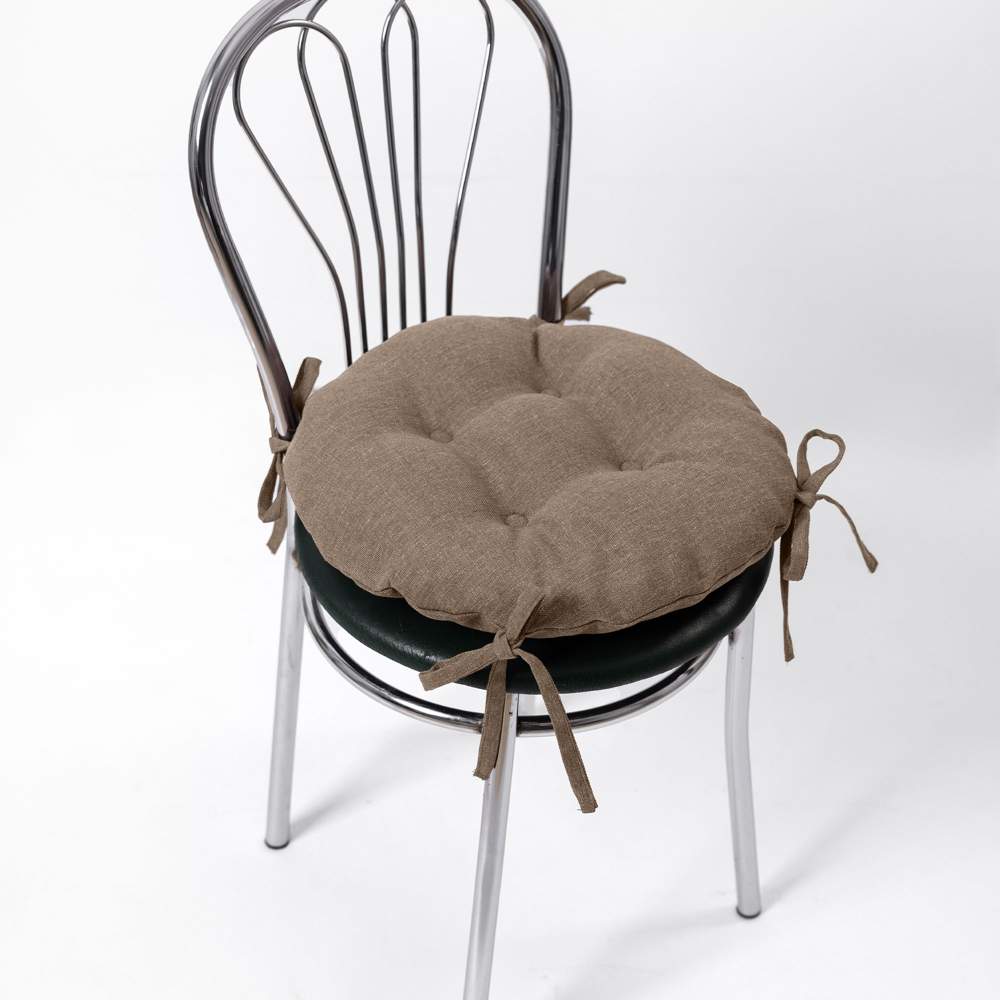 ВОЛШЕБНАЯ НОЧЬ рогожка Подушка с тафтингом круглая д/стула какао 40см ПС004 930532