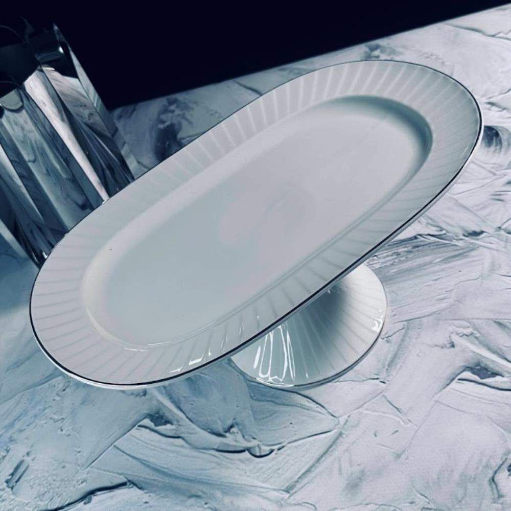 LENARDI Marzipan Grey Блюдо 102-055 овальное 35,5см на ножке  