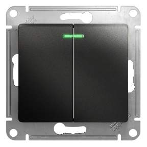 Выключатель SE Glossa  Антрацит  2-кл СП 10А IP20 10AX с подсветк.  GSL000753