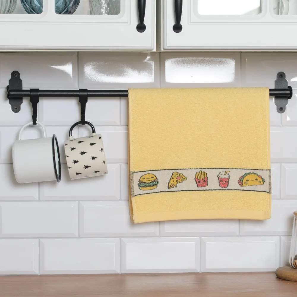 BELEZZA Полотенце кухонное махровое 6182697 Фастфуд 30х60см желтый с петелькой 