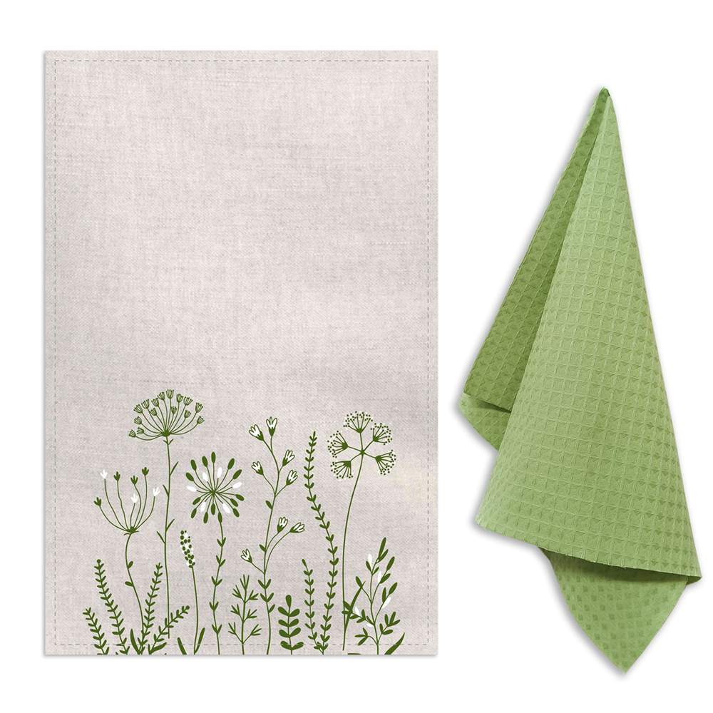 GRAND STIL Комплект полотенец Травушка (полулён 39х60см 1шт +вафля 35х60см 1шт) ЛВ-308