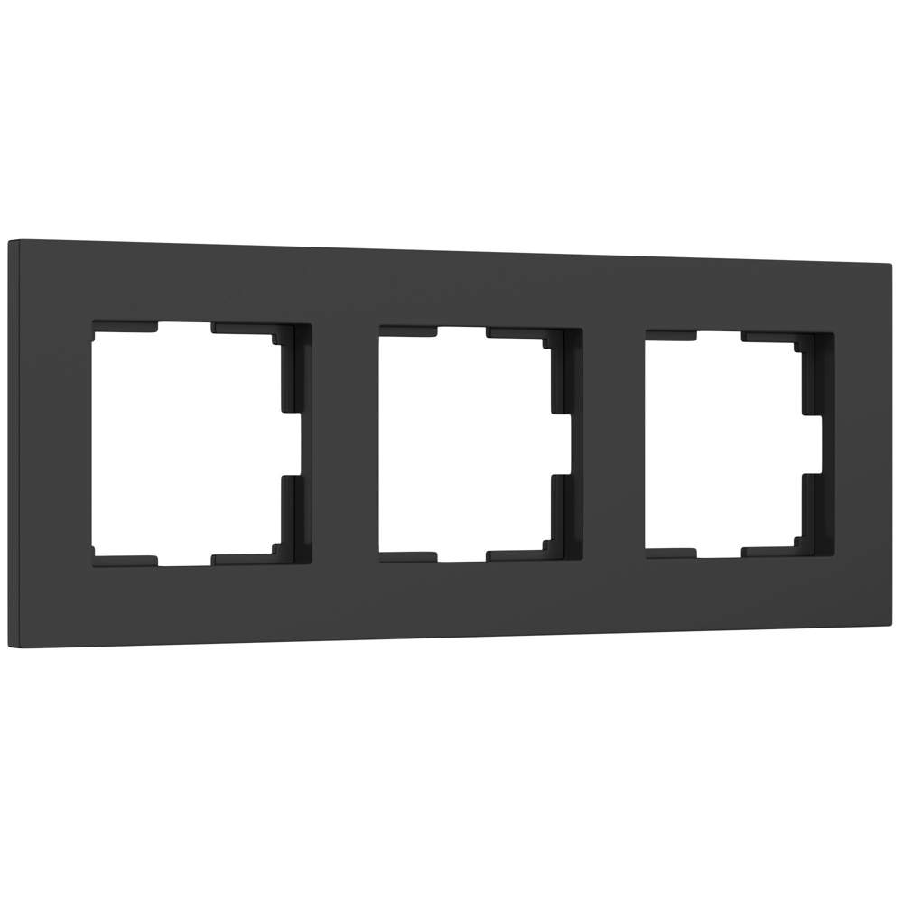 Рамка черный матовый на 3 пост  Slab  -  W0032908