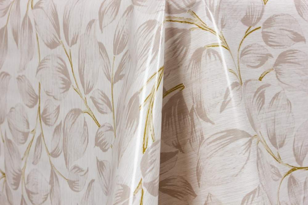 Клеенка ПВХ Miror Бежевый стебель 140см нетканая основа Dasch M82017A/14493