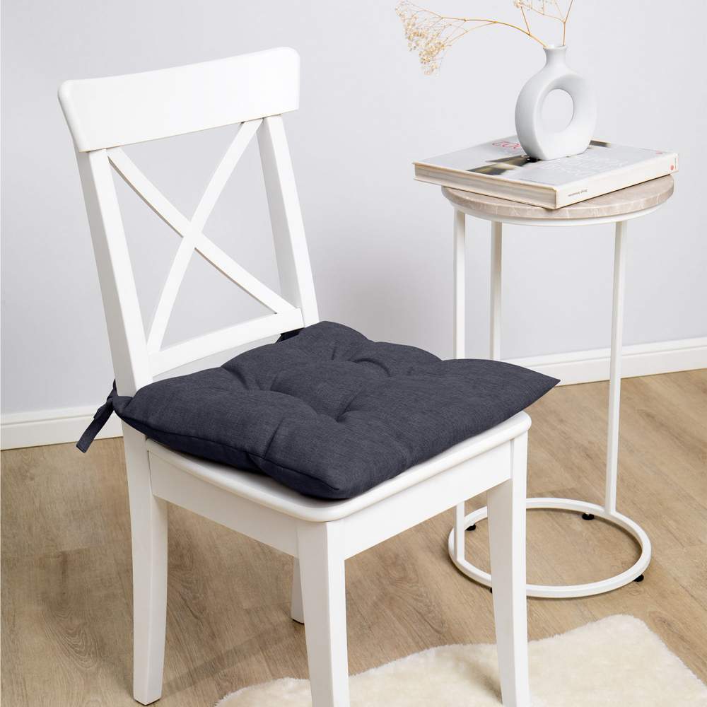 ВОЛШЕБНАЯ НОЧЬ рогожка Подушка с тафтингом д/стула индиго 40х40см ПС003 922075