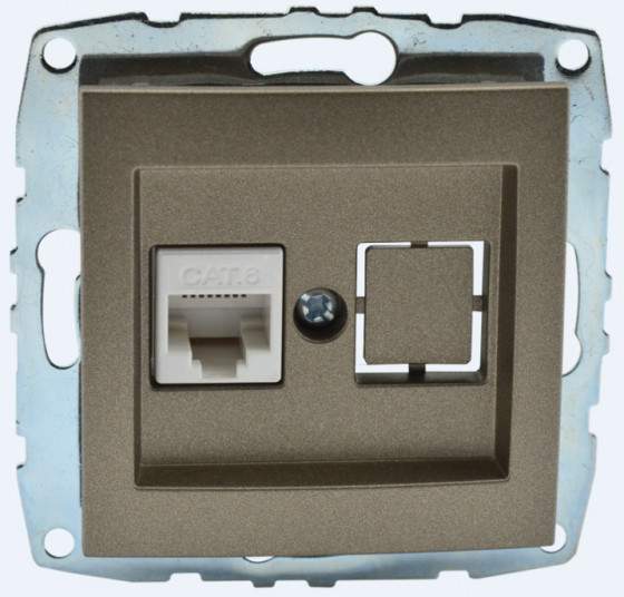 Розетка Mono  500-002305-125  Бронза Комп. RJ45  CAT6  с/п L/D