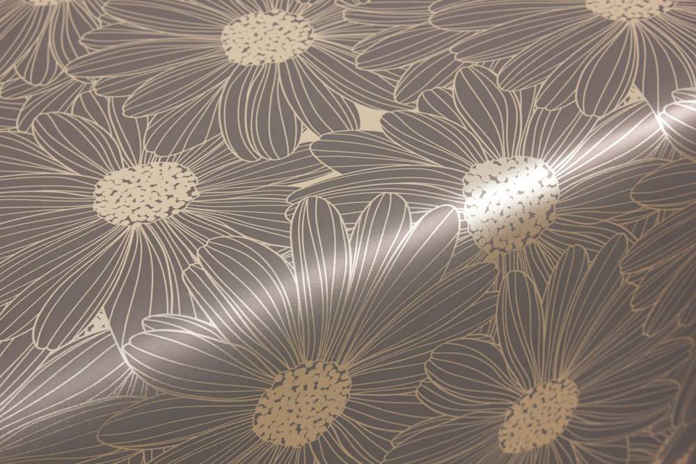 Клеенка ПВХ Аурум Софт Герберы (золото) 140см тканевая основа FJ83153-8 Dasch 15296