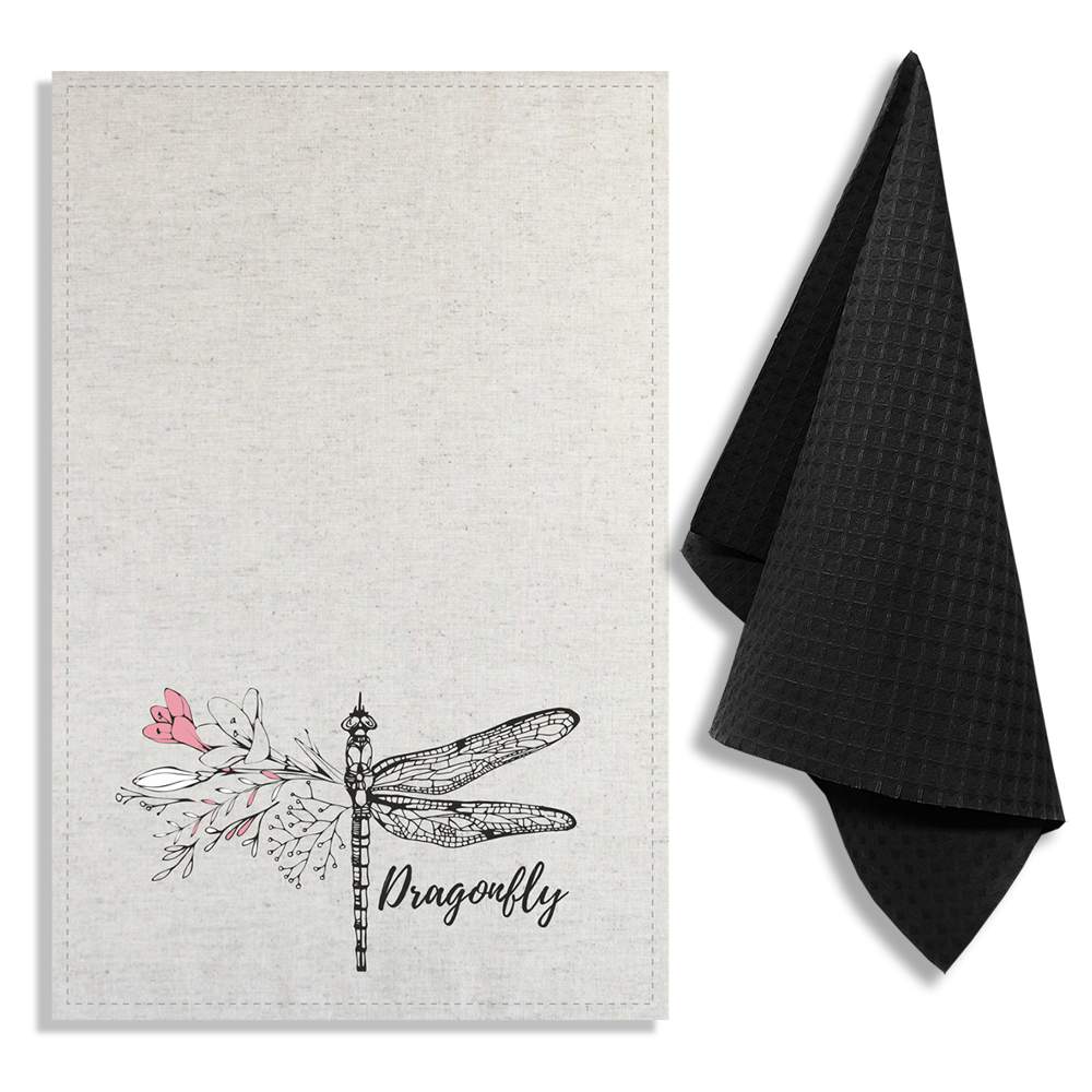 GRAND STIL Комплект полотенец Стрекоза (полулён 39х60см 1шт +вафля 35х60см 1шт) ЛВ-308