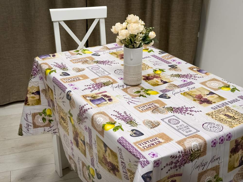 Клеенка ПВХ Miror Открытка с цветами 140см нетканая основа Dasch M81914A/14515