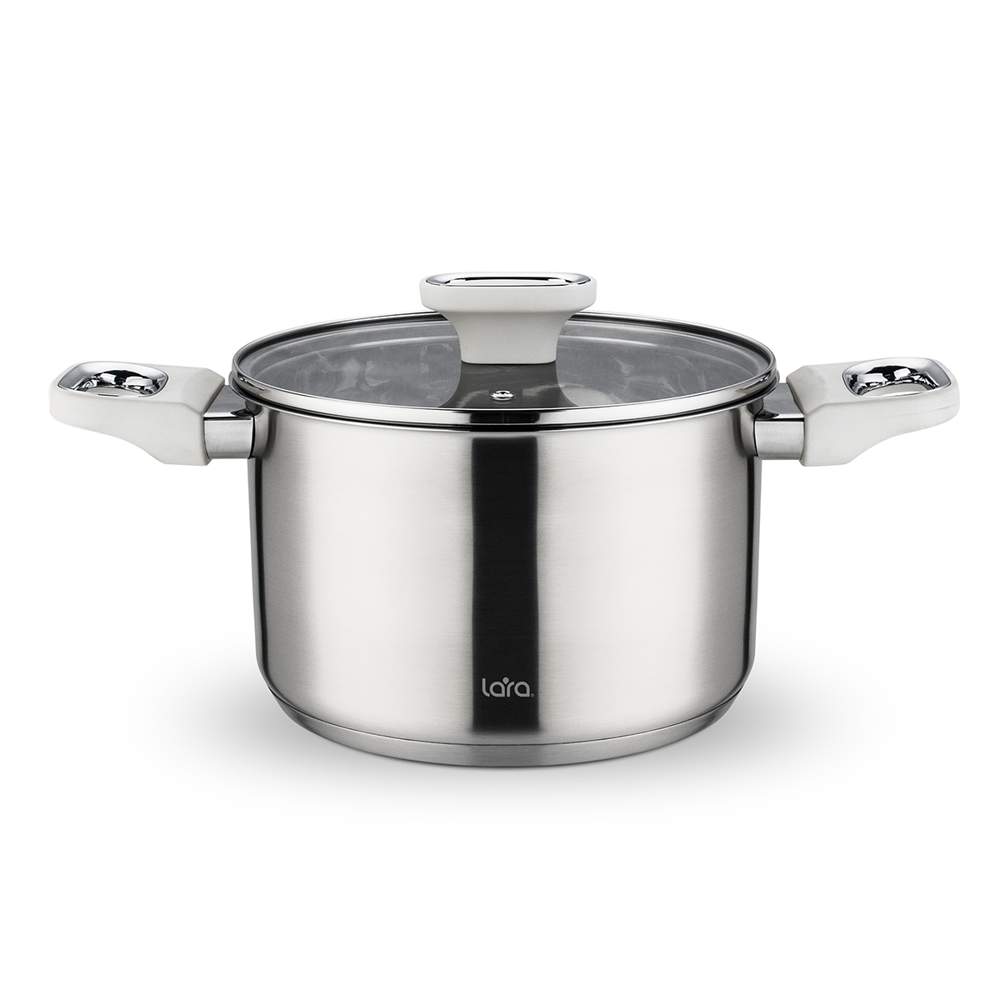 LARA Флора Кастрюля LR02-258 3,9л 20х12,5см индукция /нерж/