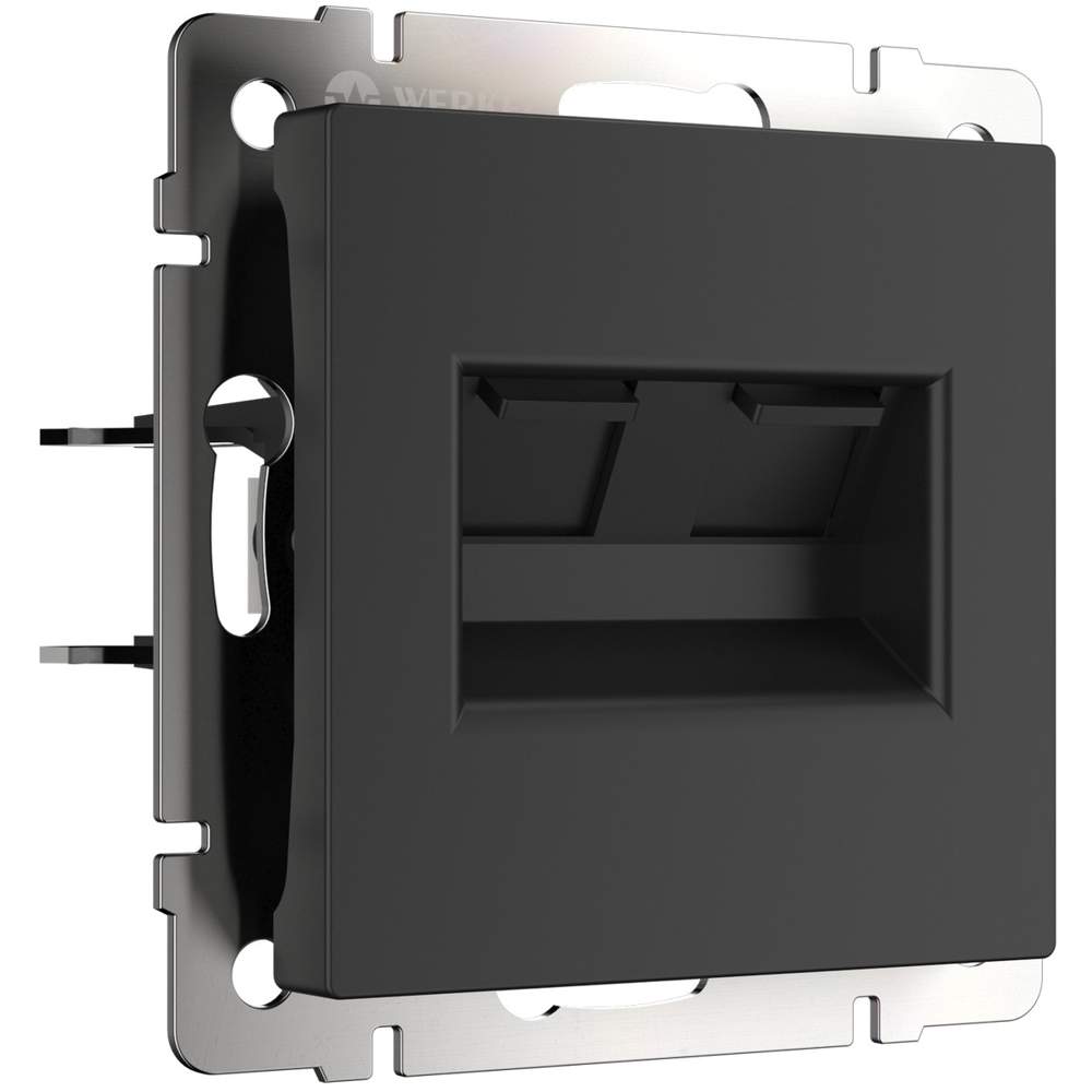 Розетка  Frame компьют. Ethernet RJ-45  2-ая  чёрный мат. WL08-RJ45+RJ45  -  W1182208
