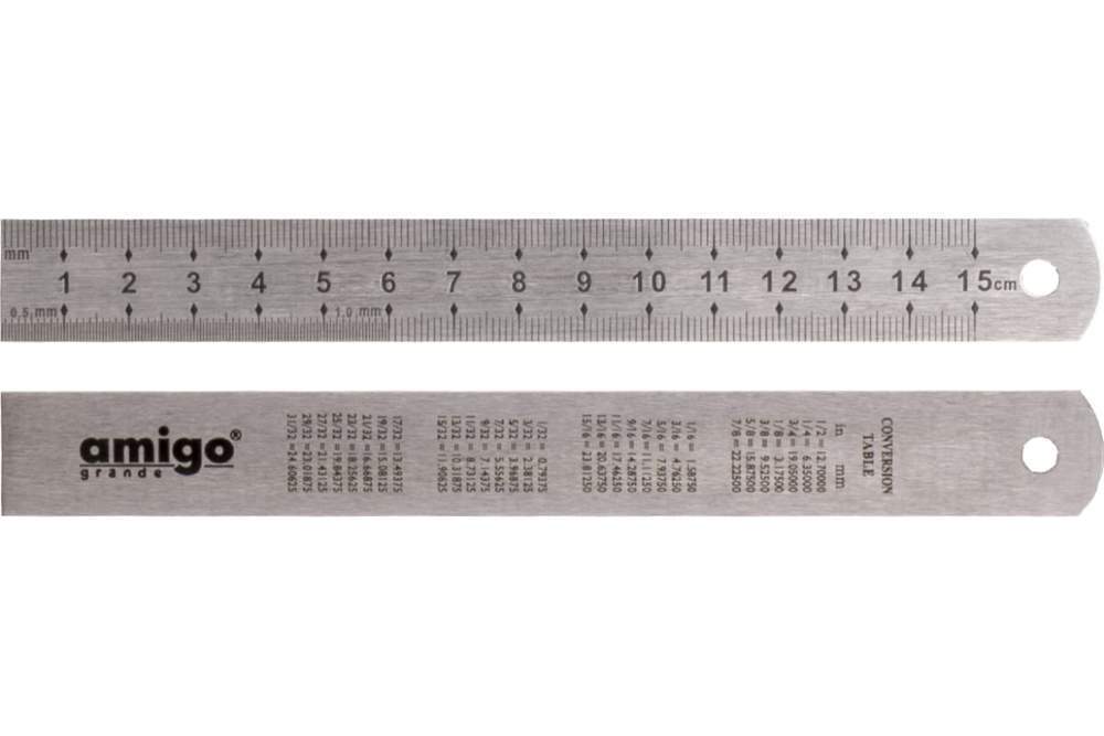 Линейка AMIGO из нерж. стали т. 300мм , грав.,шкала  75030