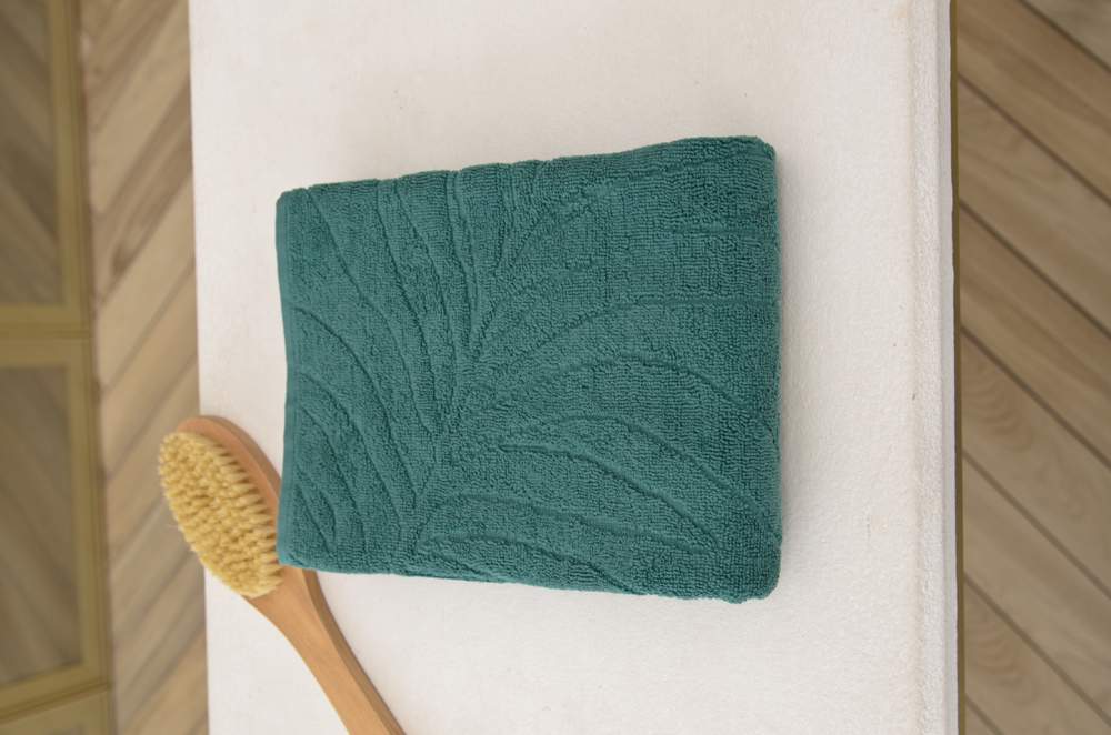 BELEZZA Полотенце Flora изумрудный 70х130 жаккардовые листья 6188089