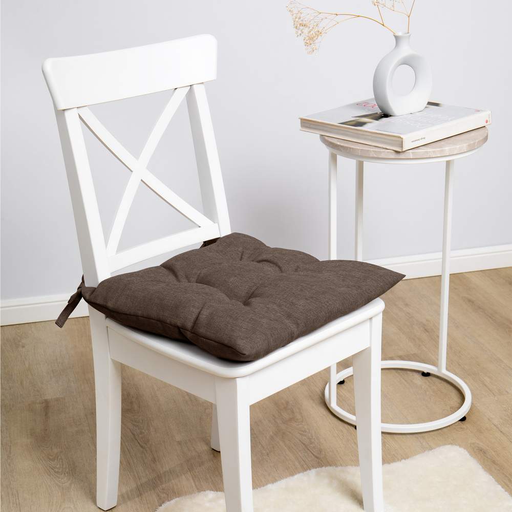 ВОЛШЕБНАЯ НОЧЬ рогожка Подушка с тафтингом д/стула шоколад 40х40см ПС003 922074