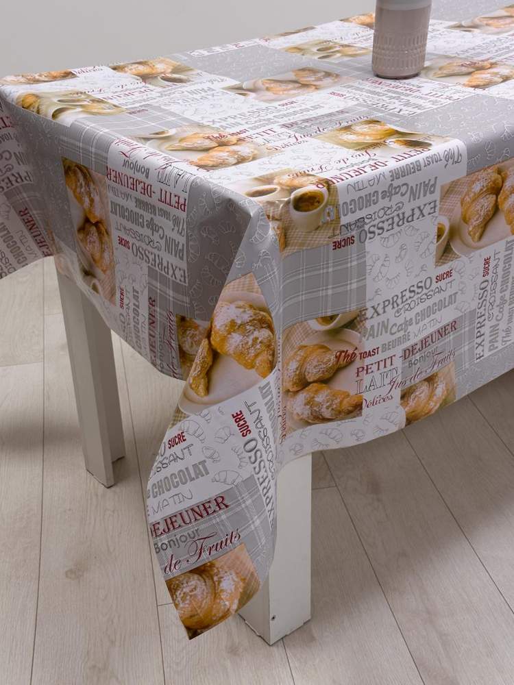 Клеенка ПВХ Miror Кофе и круассан 140см нетканая основа Dasch PW-1239A/14516