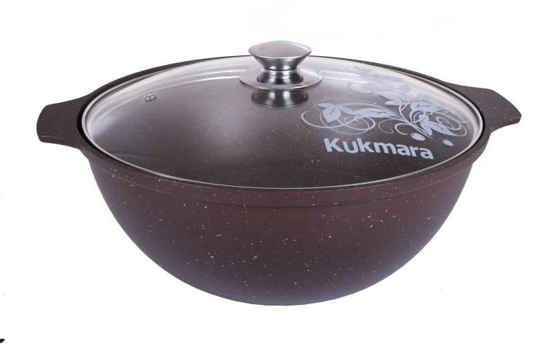 KUKMARA Казан кмк37а 3,5л АП кофейный мрамор стекл.крышка