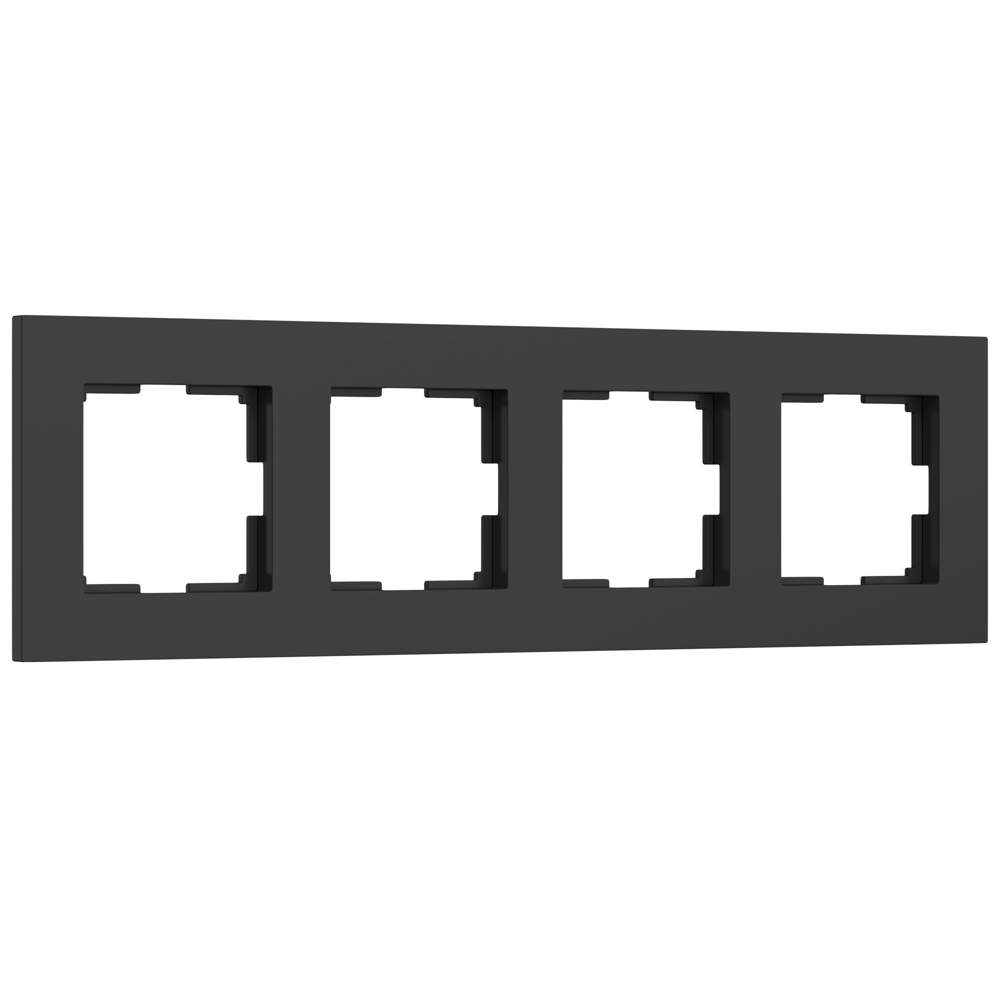 Рамка черный матовый на 4 пост  Slab  -  W0042908