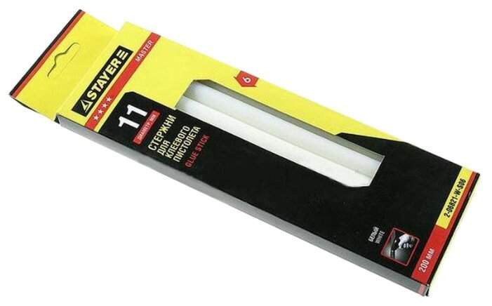 Стержни STAYER White белые  клеевые   11х200 6шт 2-06821-W-S06