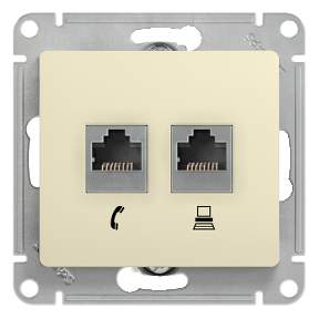 Розетка SE Glossa  Беж. 2-я  RJ11+ RJ45  кат.5Е SE GSL000285