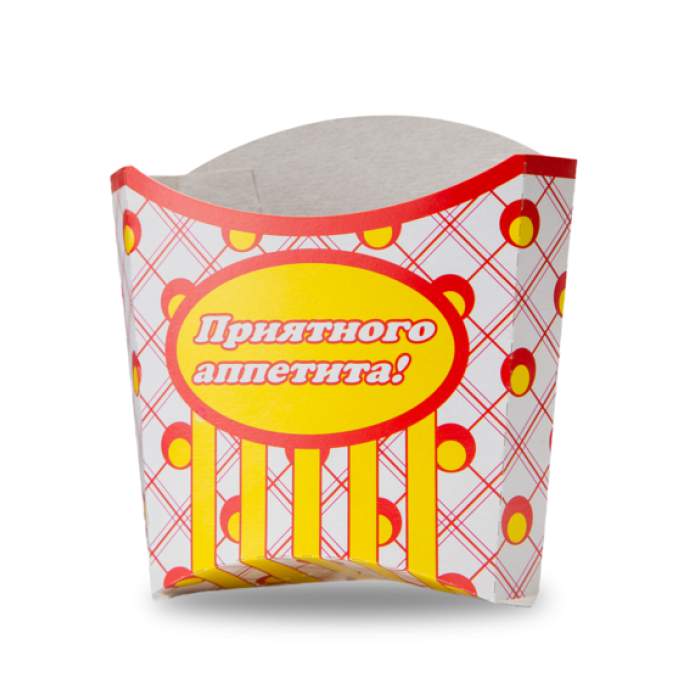 Коробка д/картофеля фри 120гр цветная ламинир. 1/100шт 252021