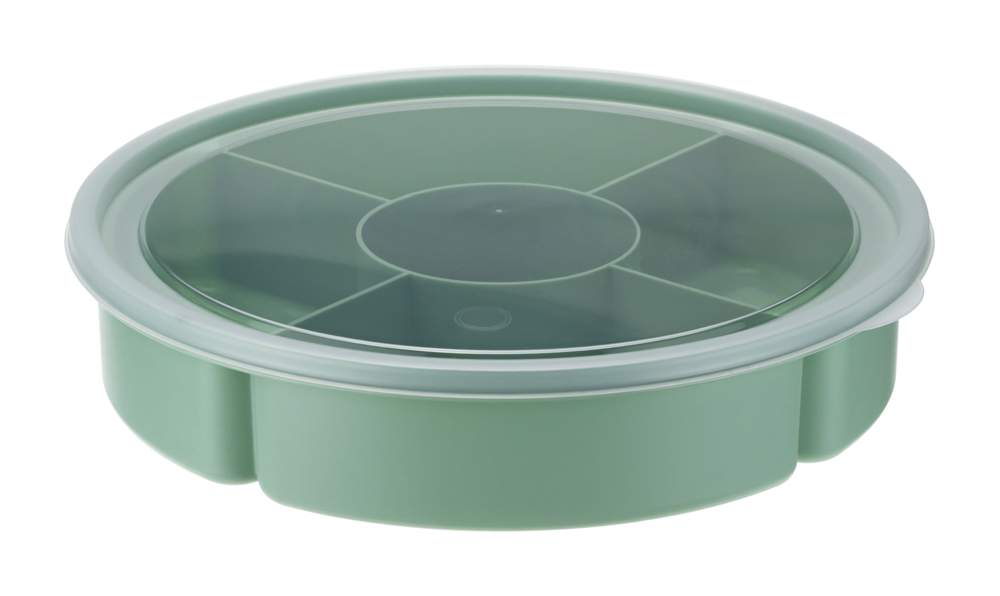 М-ПЛАСТИКА Менажница М1123 с крышкой 5 секций полипропилен фисташовый 260x255x55мм