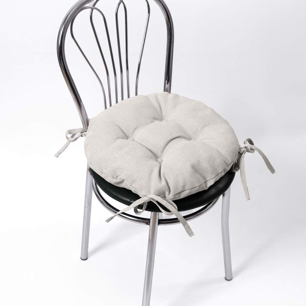 ВОЛШЕБНАЯ НОЧЬ рогожка Подушка с тафтингом круглая д/стула экрю 40см ПС004 930533