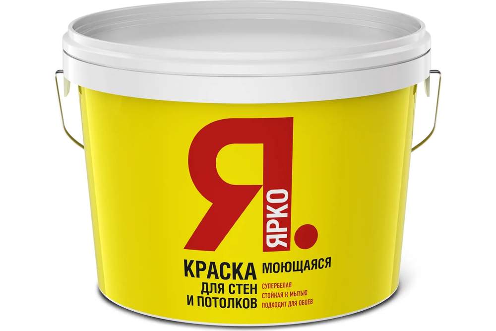 Краска ЯРКО для стен и потолков моющаяся белая ведро 14 кг