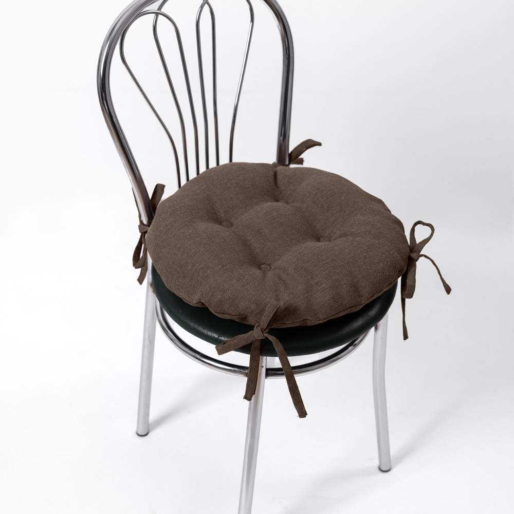 ВОЛШЕБНАЯ НОЧЬ рогожка Подушка с тафтингом круглая д/стула шоколад 40см ПС004 930534