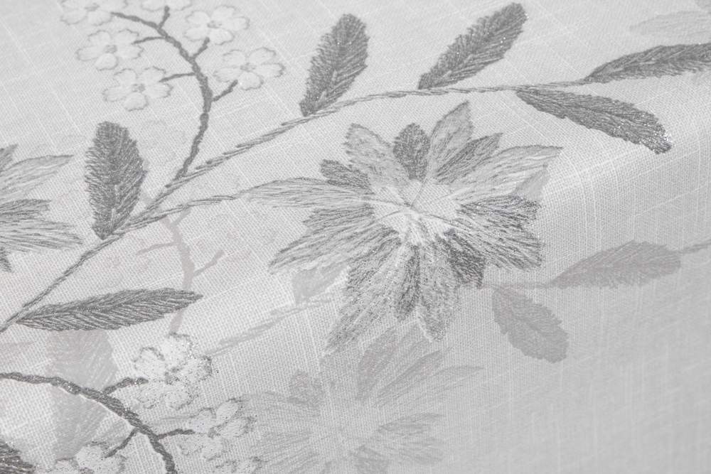 Клеенка ПВХ Аурум Колор Серебряные цветы 137см тканевая основа JR81948-5 Dasch 15272