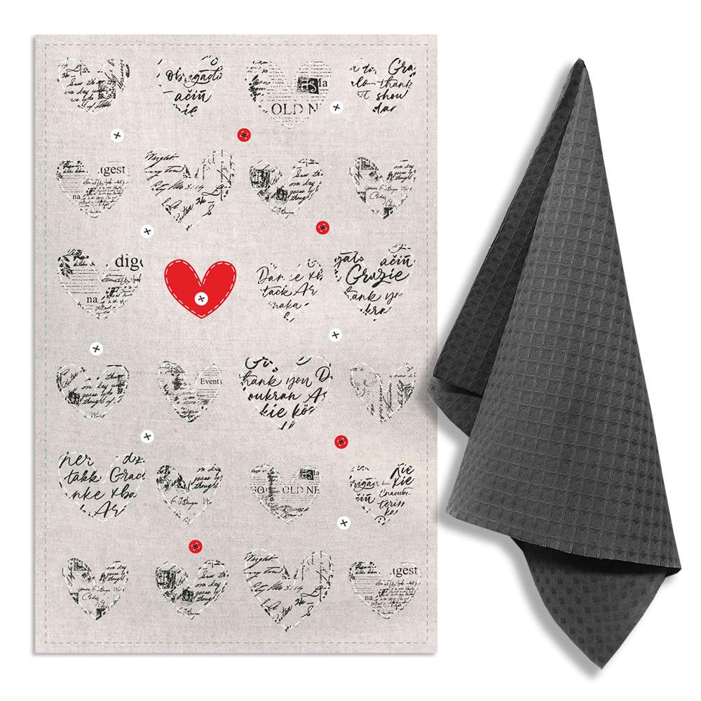 GRAND STIL Комплект полотенец Письма любви (полулён 39х60см 1шт +вафля 35х60см 1шт) ЛВ-308