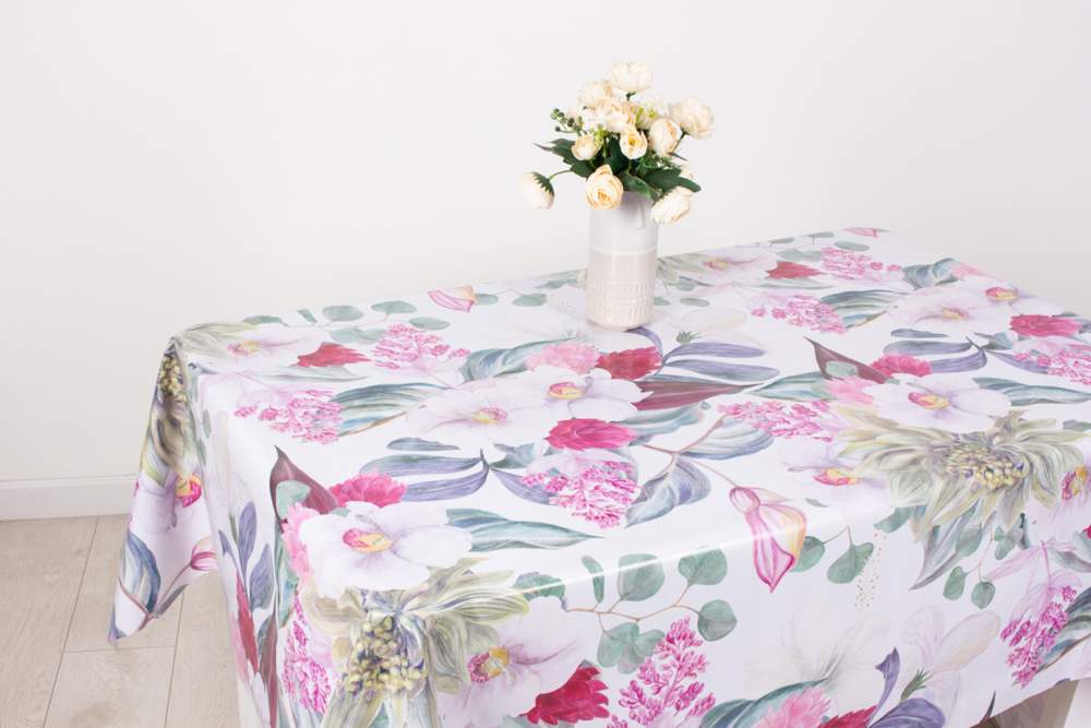 Клеенка ПВХ Miror Райские цветы 140см нетканая основа Dasch GX-213A/15048