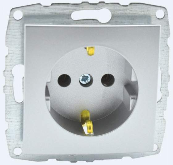 Розетка Mono  500-002121-117  серебро 1-я  с/з с/п 16А  L/D