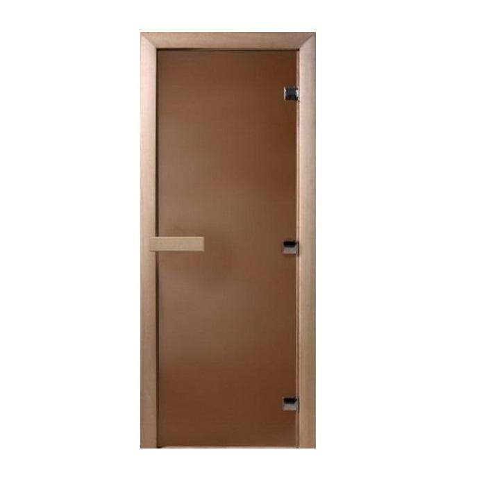 Дверь DoorWood стекло Бронза матовая 190х70см Теплая ночь 8мм 3 петли Осина DW01125