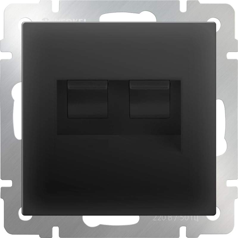 Розетка  Frame ТЛФ+компьют. Ethernet  чёрный мат. WL08-RJ11+RJ45