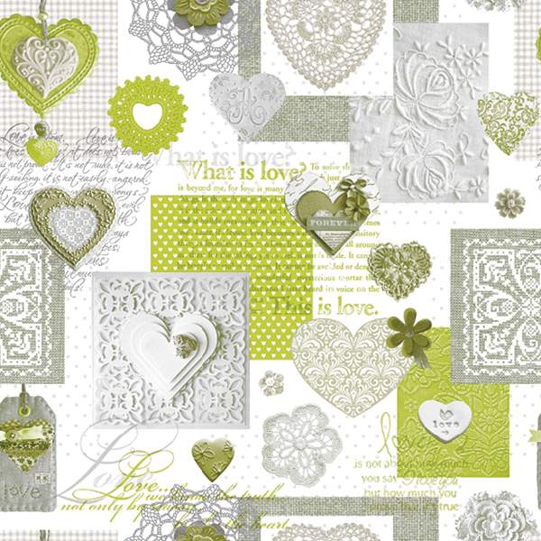 Клеенка ПВХ Future Это Любовь зеленая 140см нетканая основа 606.3 Colombo 6064