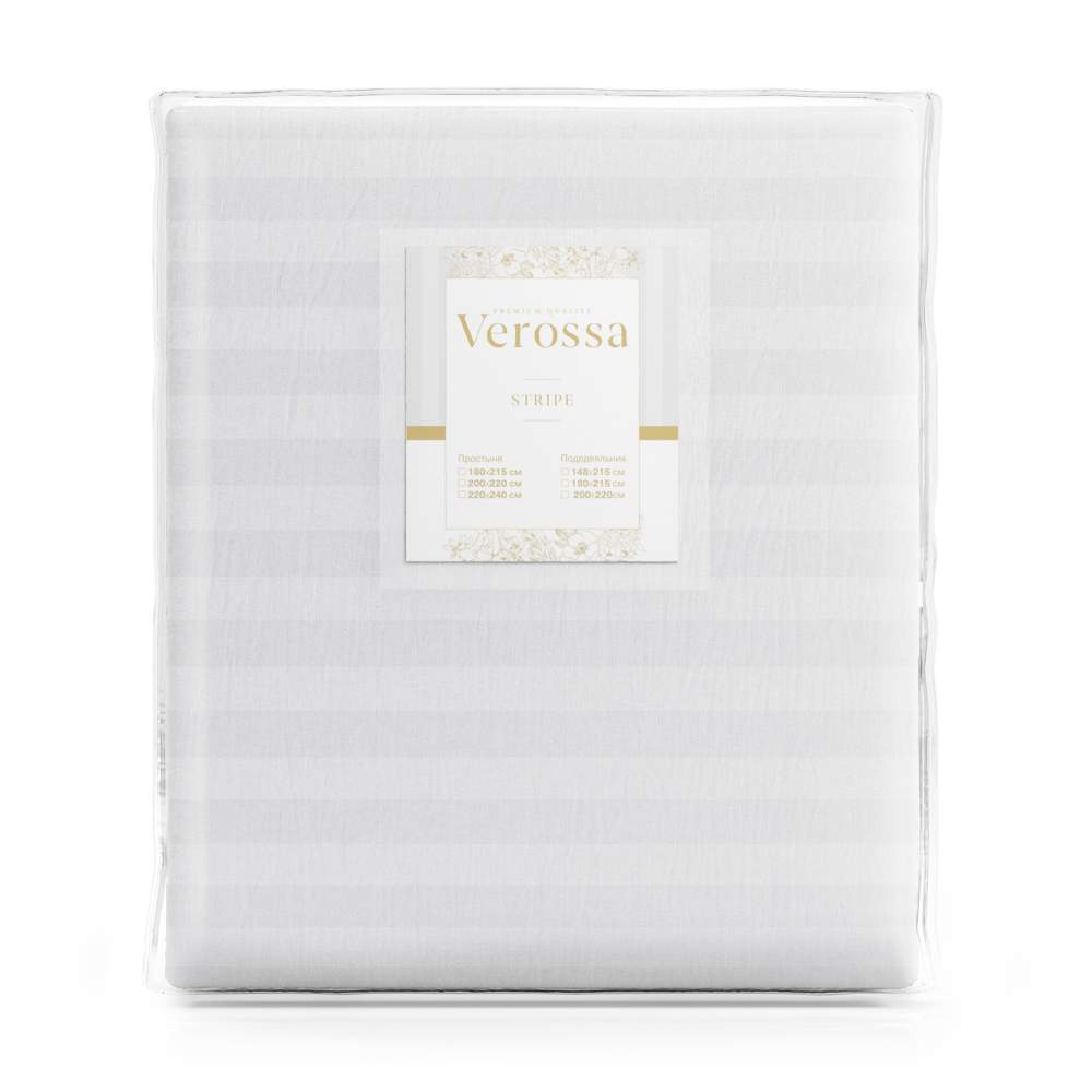 VEROSSA Stripe полоса 1*1 Простыня на резинке 200/200см (борт 20см) белая рис.00 ROYAL 712622