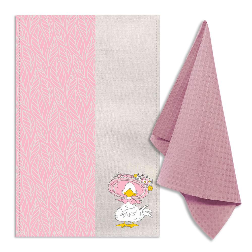 GRAND STIL Комплект полотенец Пёрышко гуся (полулён 39х60см 1шт +вафля 35х60см 1шт) ЛВ-308