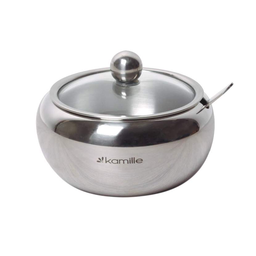 KAMILLE Сахарница 7002 c ложкой 460мл нерж.сталь 