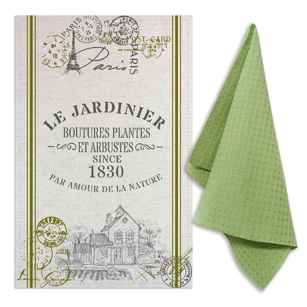 GRAND STIL Комплект полотенец Коттедж Винтаж (полулён 39х60см 1шт +вафля 35х60см 1шт) ЛВ-308