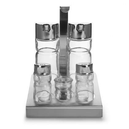 LUXSTAHL Набор д/специй кт2812 5пр. (сол+перец+масло+уксус+зубочистки) нерж