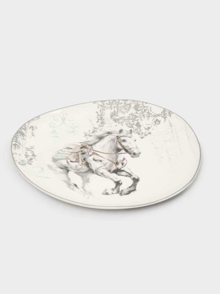 ANNA LAFARG Белый конь Тарелка закусочная 21см белый с серебром фарфор ANLAF-FXY-160128-2