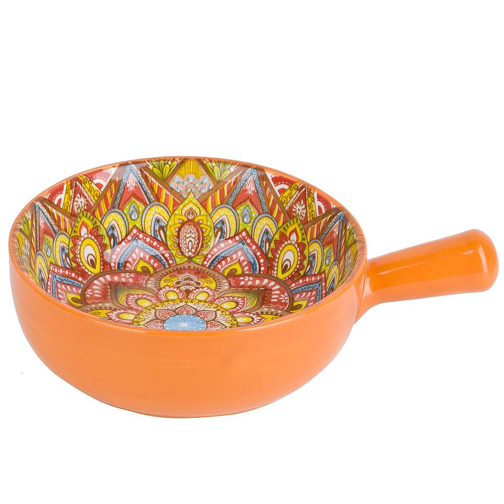NOUVELLE HOME Arabesque оранжевый Кокотница 0860098 с ручкой 20,3х15,3х5,5см