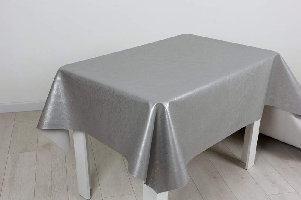 Клеенка ПВХ Polyline Галакси серебро 140см тканевая основа Protec Textil WYF802-SI /13789