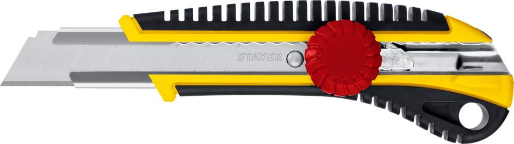 Нож STAYER с винтовым фиксатором KS-18, сегмент лезвия 18мм 09161_z01