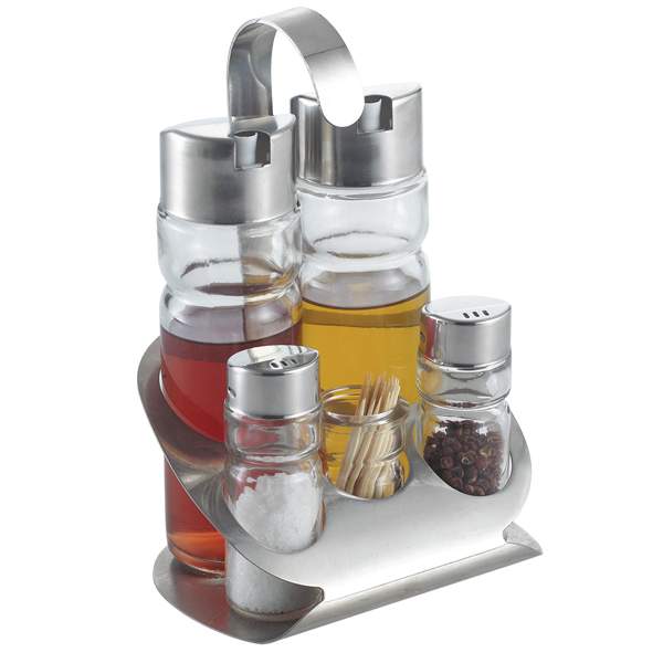 MAESTRO Набор д/специй MR-1611D 5пр.(масло+уксус+соль+перец+подст.д/зубочист.)