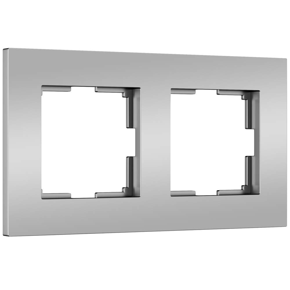 Рамка серебро матовый на 2 пост  Slab  -  W0022965