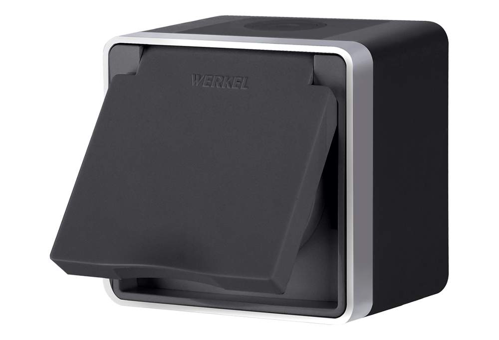 Розетка Werkel Gallant  с/з с защ. кр. и шт.  черная с серебр.  WL15-02-04  -  W5071235         