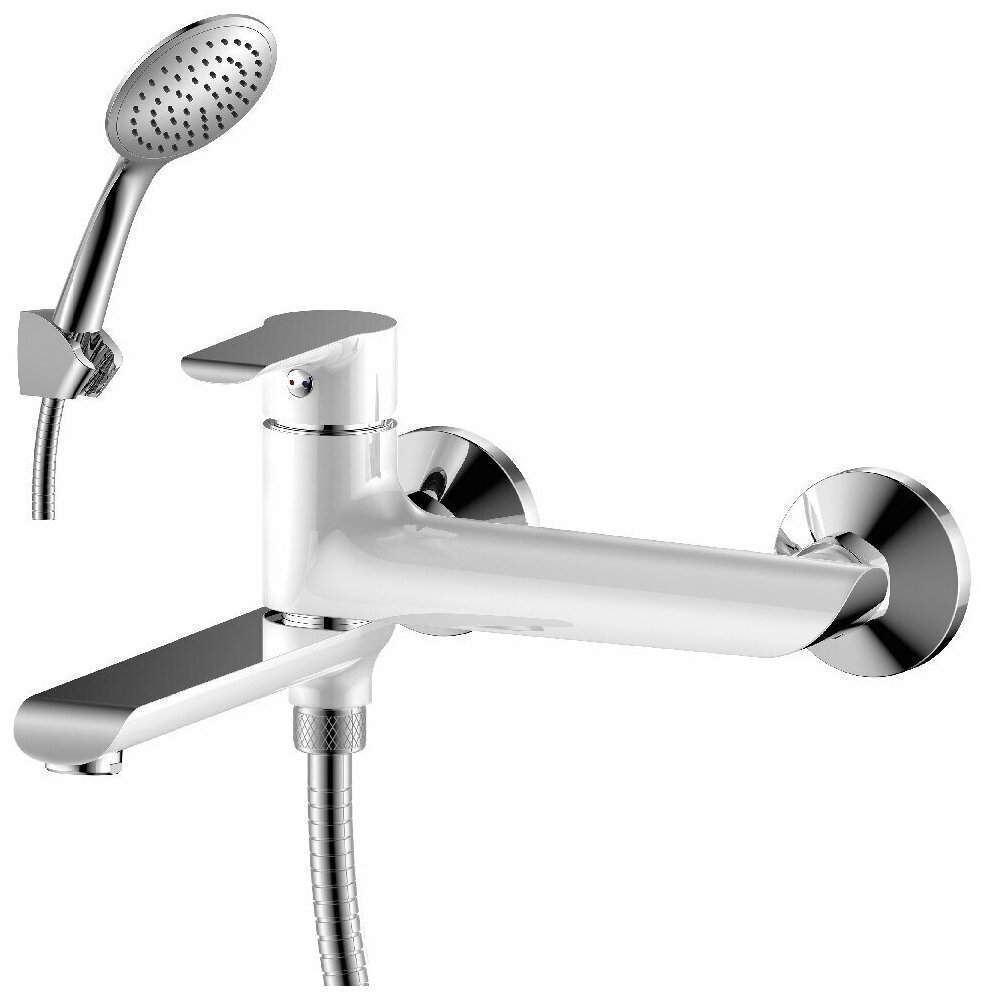 Смеситель Rossinka  W35-33  д/ванны  хром/белый с изливом