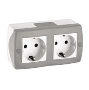 Розетка Mono Octans  104-020007-120  Сер/Бел  2-ая с/з о/п 16А