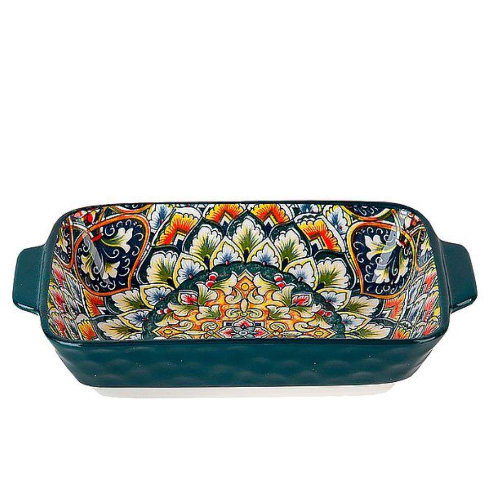 NOUVELLE HOME Arabesque зеленый Блюдо 0860212 д/запекания с ручками 600мл 22,5х12,5х5см